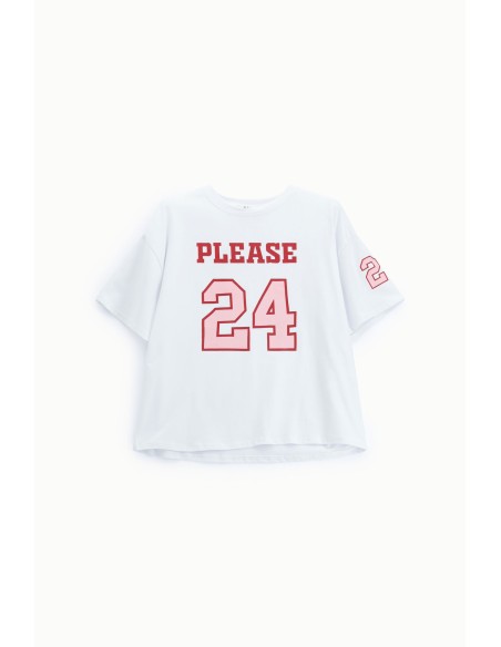 T-shirt ample avec imprimé sur le devant et la manche Please