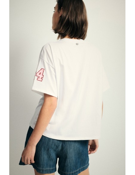 T-shirt ample avec imprimé sur le devant et la manche Please