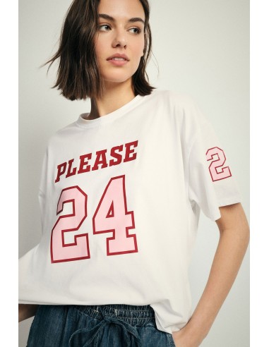 T-shirt ample avec imprimé sur le devant et la manche Please