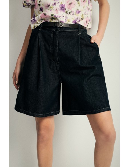 Short en jean mi-long avec ceinture Please