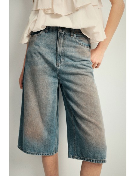 Cropped jeans met vijf zakken en wijde pijpen, alstublieft