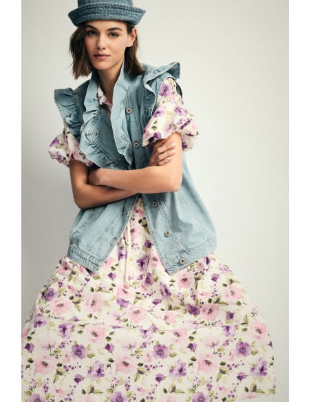 Robe longue à imprimé floral avec ceinture Please