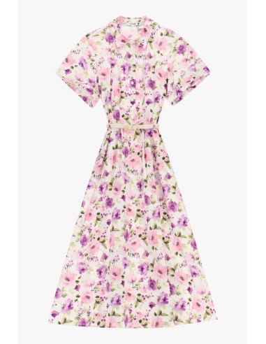Lange jurk met bloemenprint en riem Please