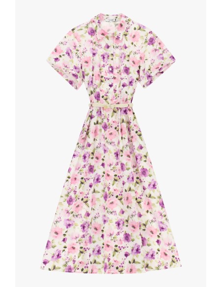Robe longue à imprimé floral avec ceinture Please