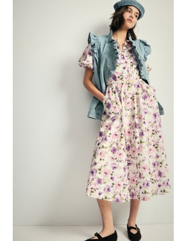 Lange jurk met bloemenprint en riem Please