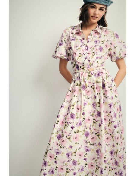 Robe longue à imprimé floral avec ceinture Please