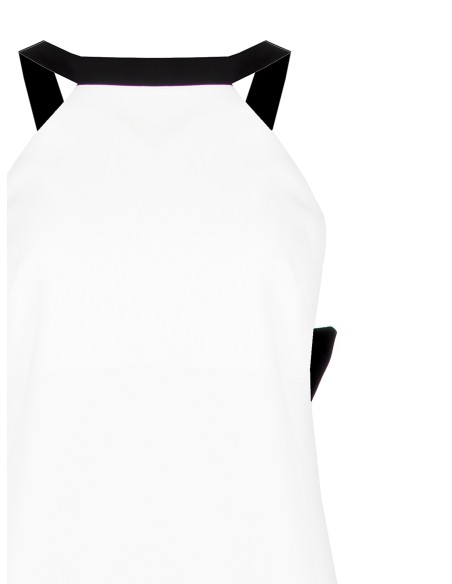 Robe courte bicolore en tissu technique avec nœud dans le dos Rinascimento