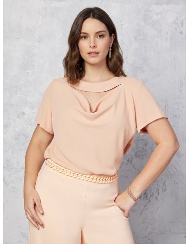 Soepelvallende Curvy-blouse van mat satijn met cut-out Rinascimento Curvy