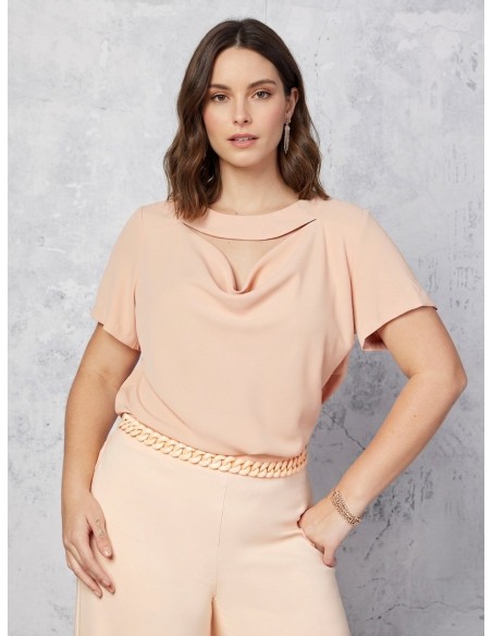 Soepelvallende Curvy-blouse van mat satijn met cut-out Rinascimento Curvy