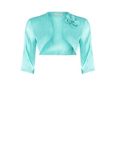 Boléro couvre-épaules en satin avec fleur et strass Rinascimento Curvy