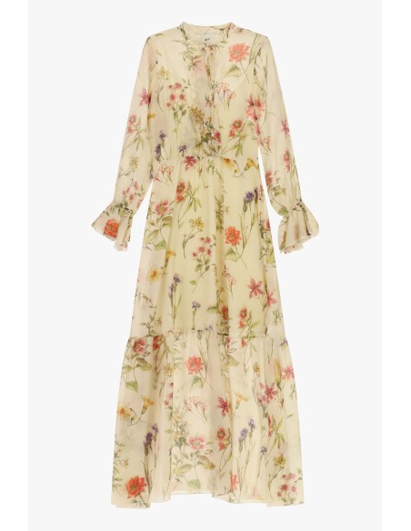 Robe longue à imprimé floral, volant au bas, Dixie