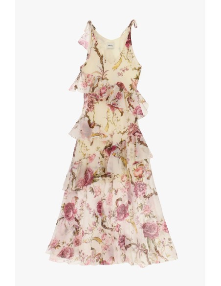 Lange jurk met bloemenprint en ruches Dixie