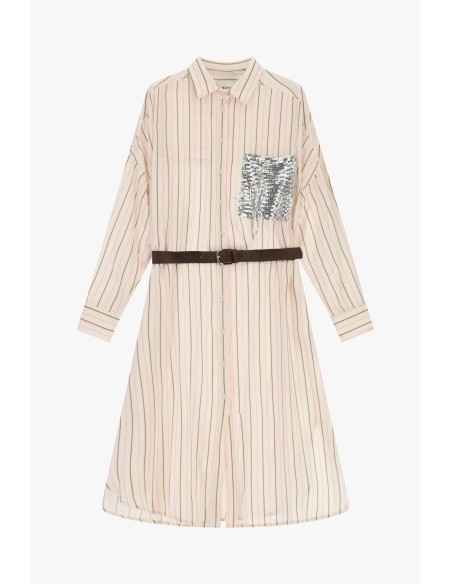 Robe midi rayée avec poche à paillettes et ceinture Dixie