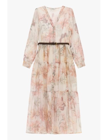 Robe longue fleurie avec ceinture tressée Dixie