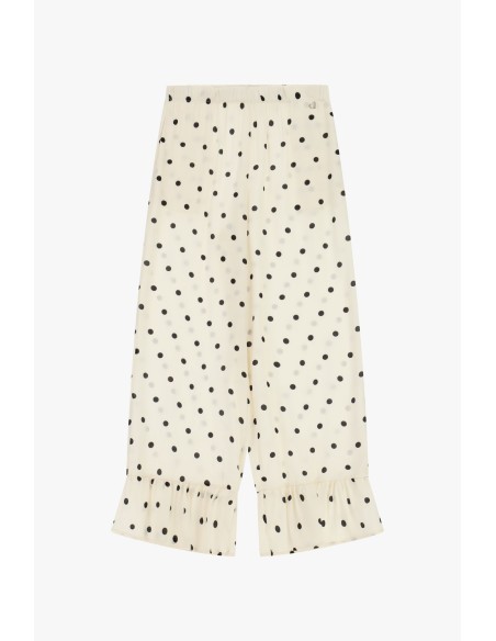 Pantalon cropped à pois avec volant au bas Dixie