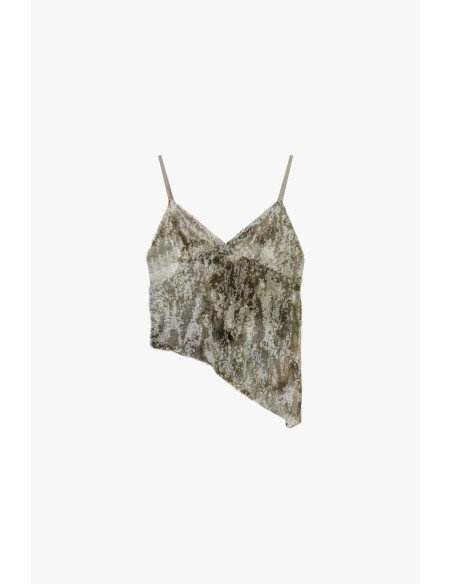 Top pailleté à encolure asymétrique Dixie