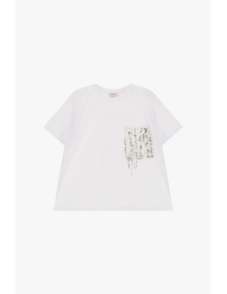 T-shirt à manches courtes avec poche poitrine et paillettes Dixie