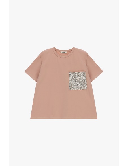 T-shirt avec poche appliquée à paillettes Dixie