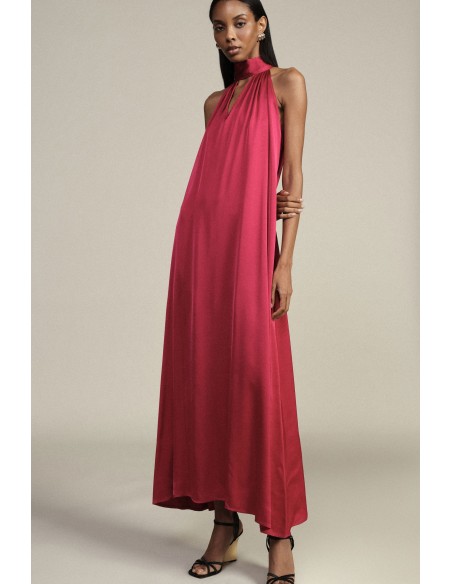 Robe longue fluide avec encolure à nouer Dixie