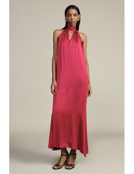Robe longue fluide avec encolure à nouer Dixie
