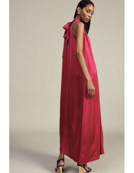 Robe longue fluide avec encolure à nouer Dixie