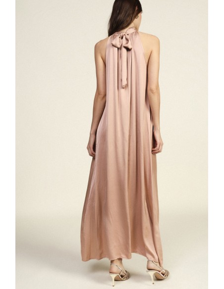Robe longue fluide avec encolure à nouer Dixie