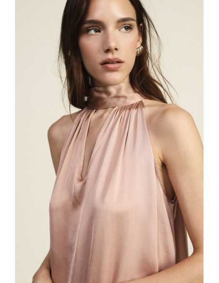 Robe longue fluide avec encolure à nouer Dixie