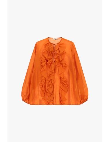 Blouse ample à manches longues et volants sur le devant Dixie