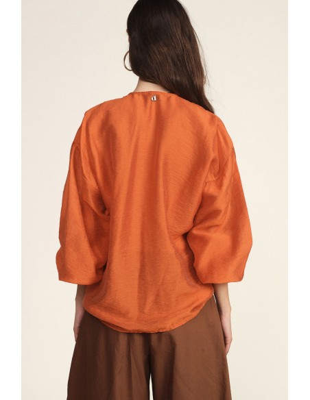 Blouse ample à manches longues et volants sur le devant Dixie