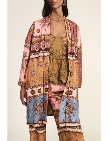 Manteau long fantaisie patchwork à manches amples Dixie