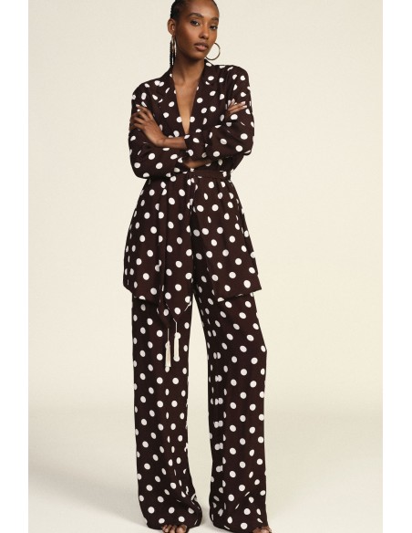 Pantalon palazzo à pois à jambes larges Dixie
