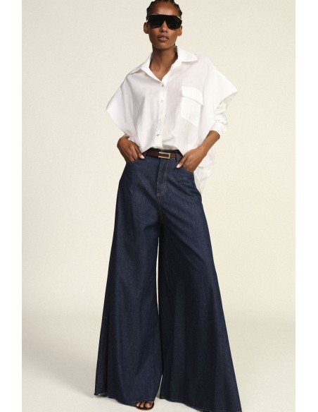 Dixie Palazzo-jeans met rafelige onderkant