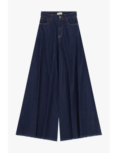 Pantalon palazzo en denim à bas effiloché Dixie