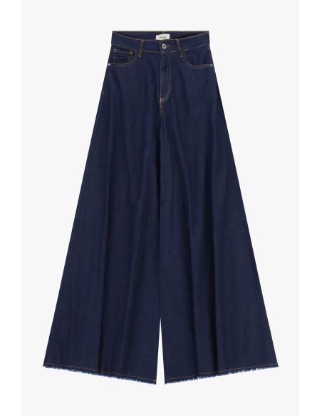 Pantalon palazzo en denim à bas effiloché Dixie