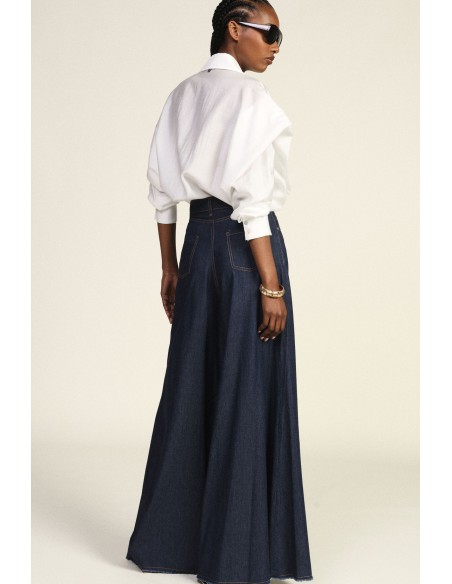 Dixie Palazzo-jeans met rafelige onderkant