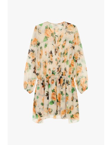 Robe courte à imprimé floral froncée avec liens Dixie