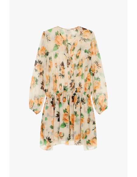 Robe courte à imprimé floral froncée avec liens Dixie