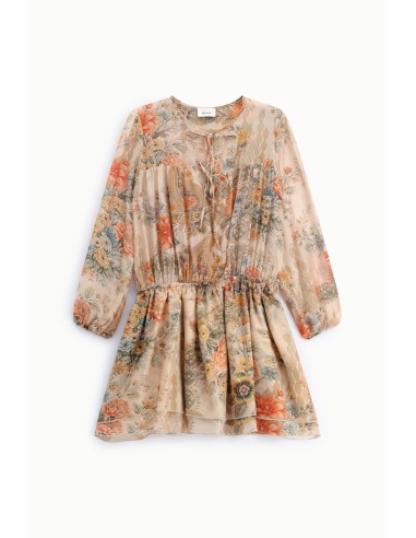 Robe courte à imprimé floral avec décolleté à liens Dixie