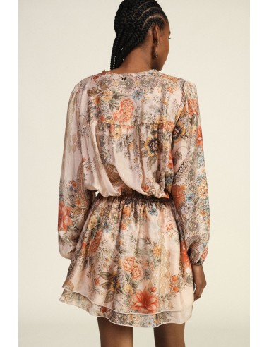 Robe courte à imprimé floral avec décolleté à liens Dixie