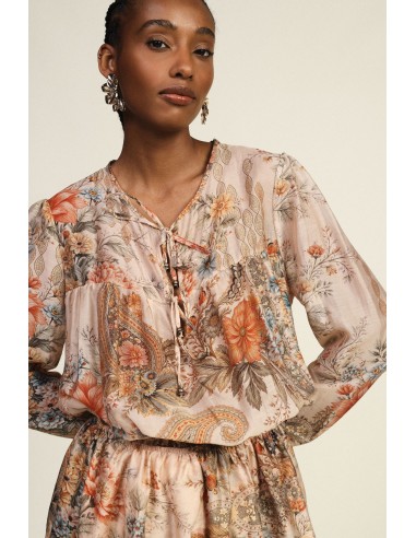 Korte jurk met bloemenprint en vetersluiting bij de hals Dixie