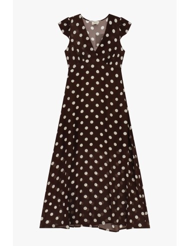 Robe longue à pois avec manches volantées Dixie