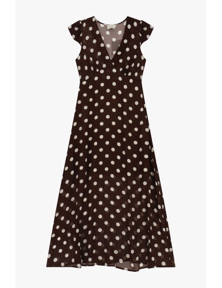 Robe longue à pois avec manches volantées Dixie