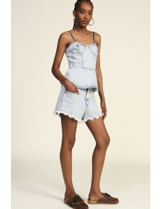 Shorts taille haute à ourlet effiloché Dixie