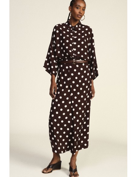 Jupe midi à pois avec une coupe droite Dixie