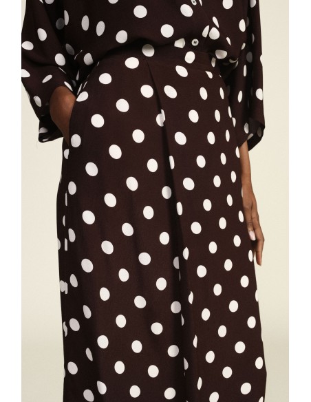 Jupe midi à pois avec une coupe droite Dixie