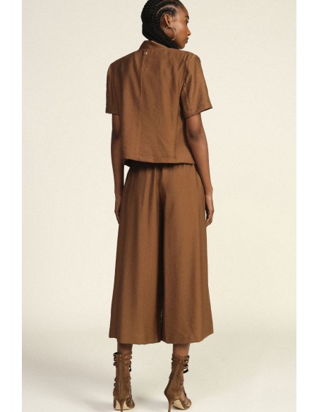 Pantalon palazzo raccourci avec pinces et poches Dixie
