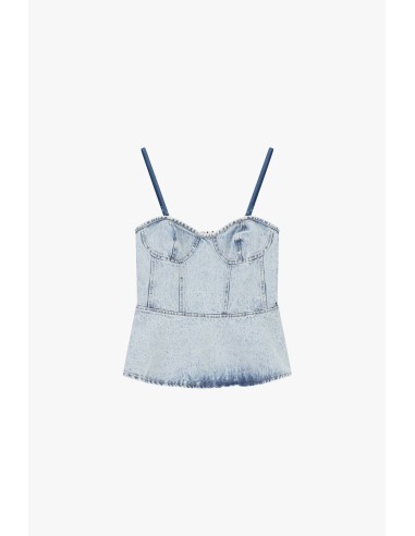 Top bustier en denim à fines bretelles Dixie