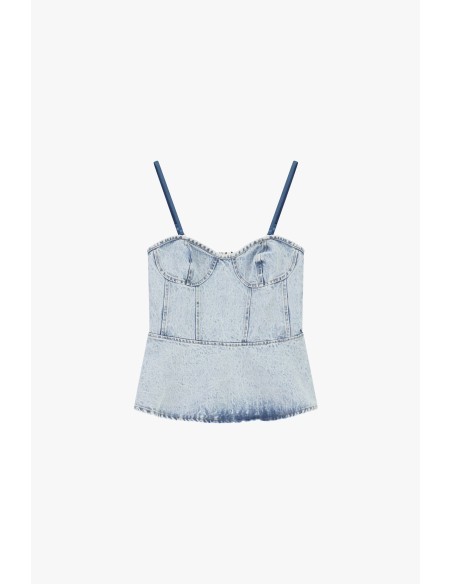 Top bustier en denim à fines bretelles Dixie