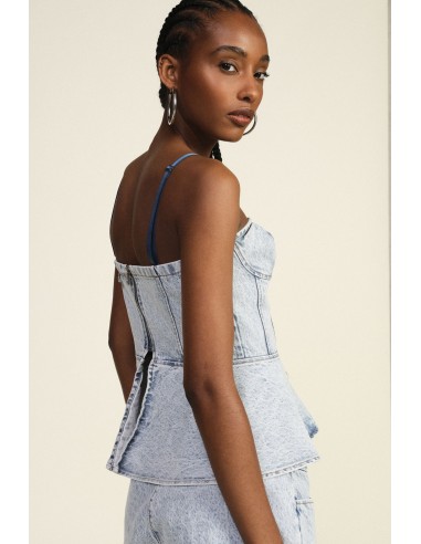 Top bustier en denim à fines bretelles Dixie