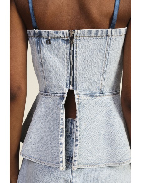 Denim bustiertop met dunne schouderbandjes Dixie